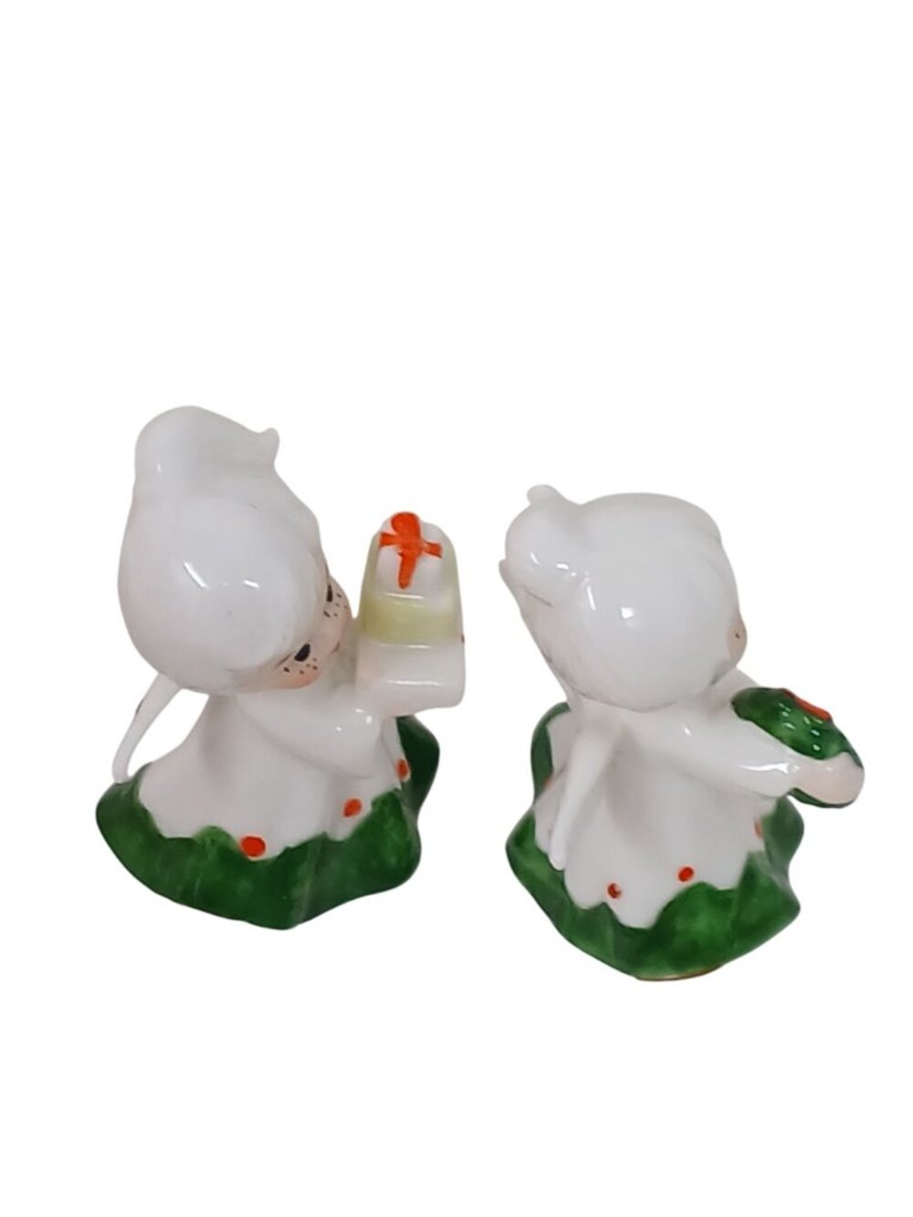 Vintage Christmas Angel Figurines Gift Wreath Ceramic Handpainted 3.5" #WS-1 - Picture 7 of 9